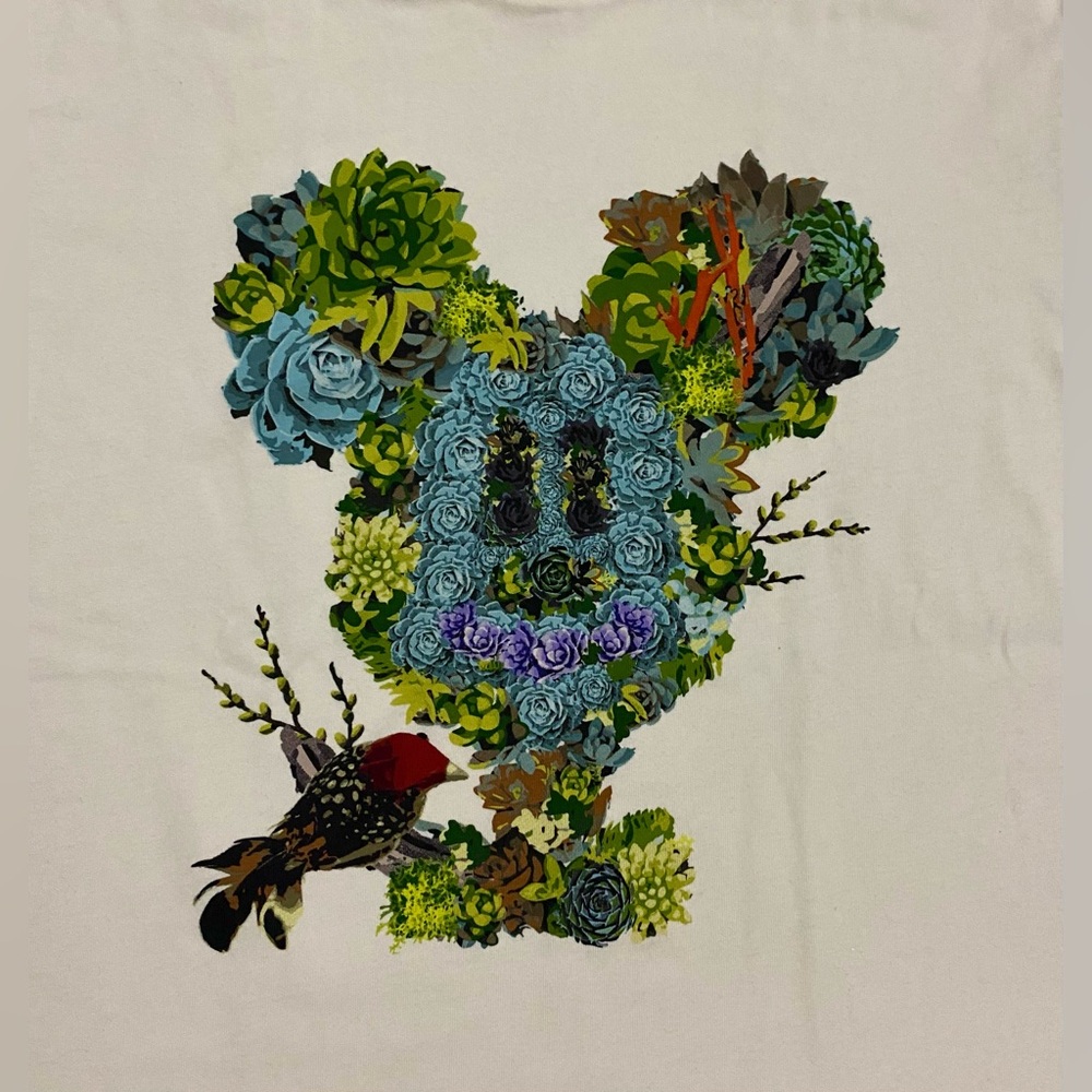 Uniqlo Disney T Shirt Off White Mickey Mouse Garden Theme Size S